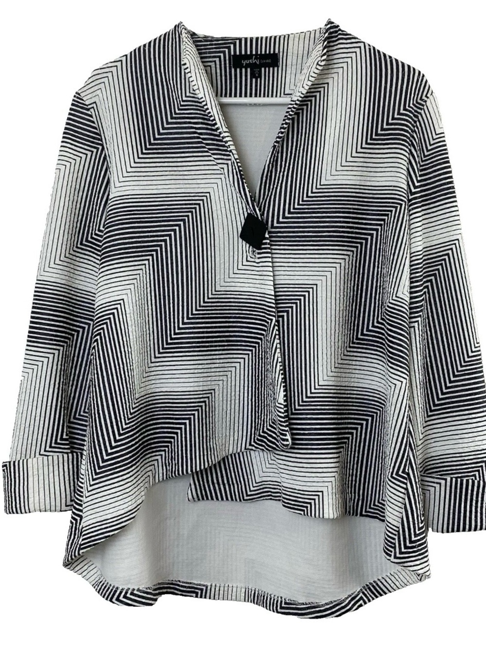 Yushi One Button Geometric Print Blazer Jacket - Small